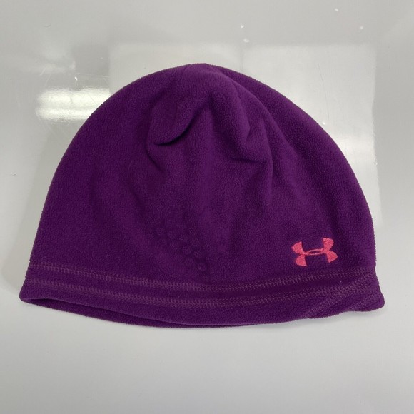 Under Armour Beanie Hat OSFA Lined Skull Cap Blue Size Purple Embroidered EUC - Picture 1 of 6